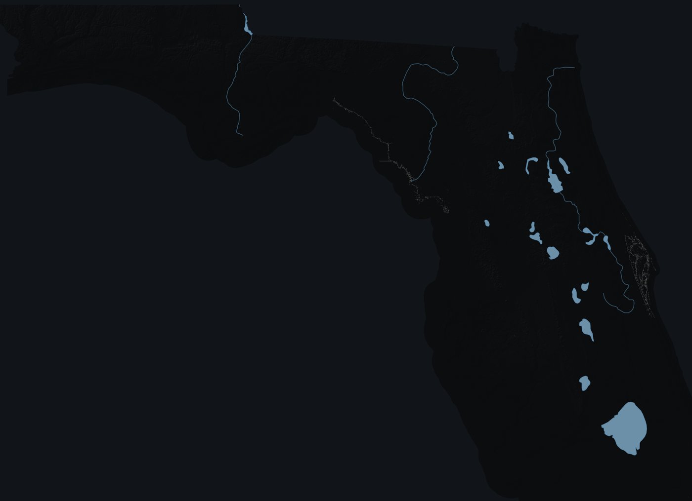 Florida shaded relief terrain map