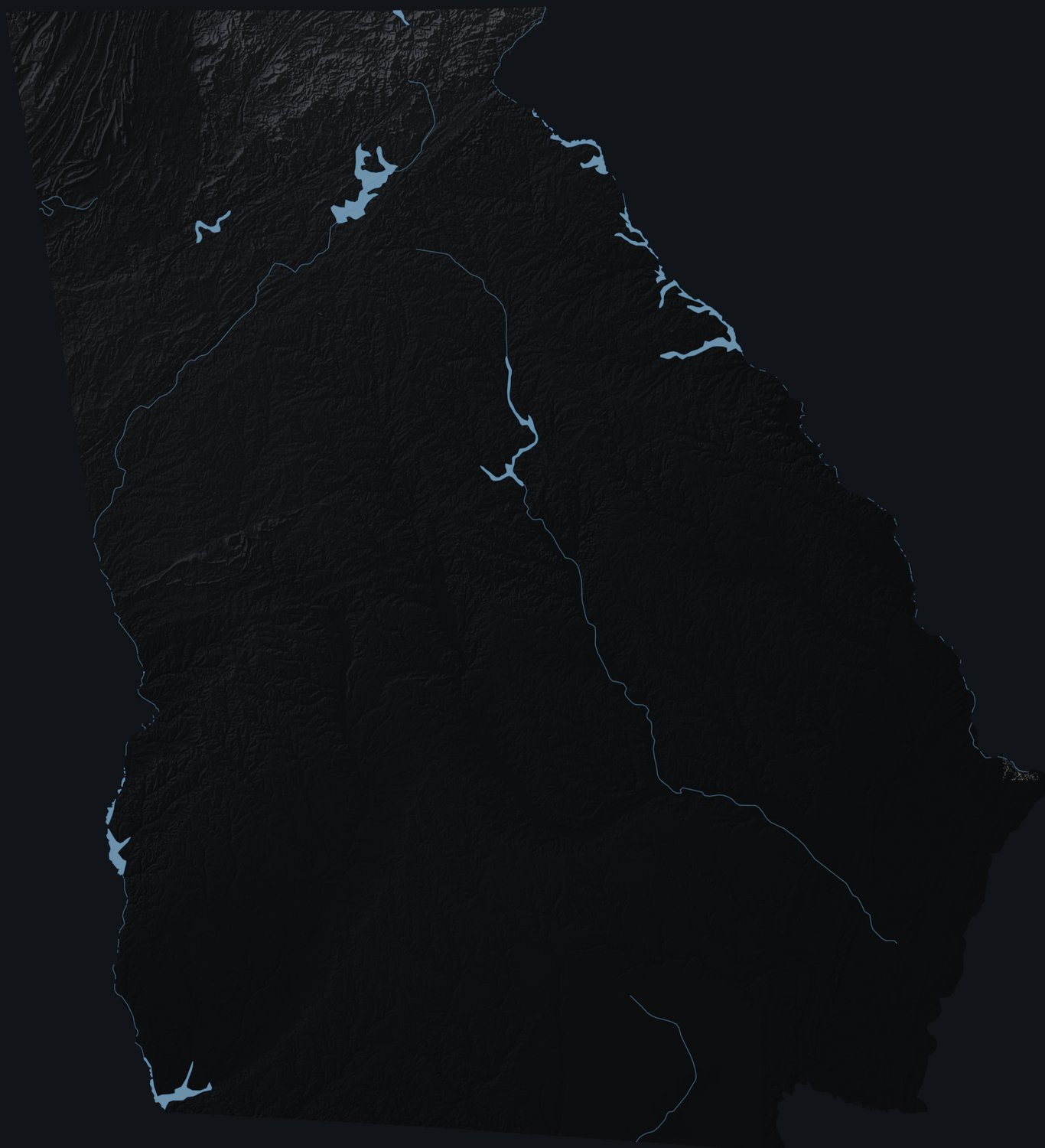 Georgia shaded relief terrain map