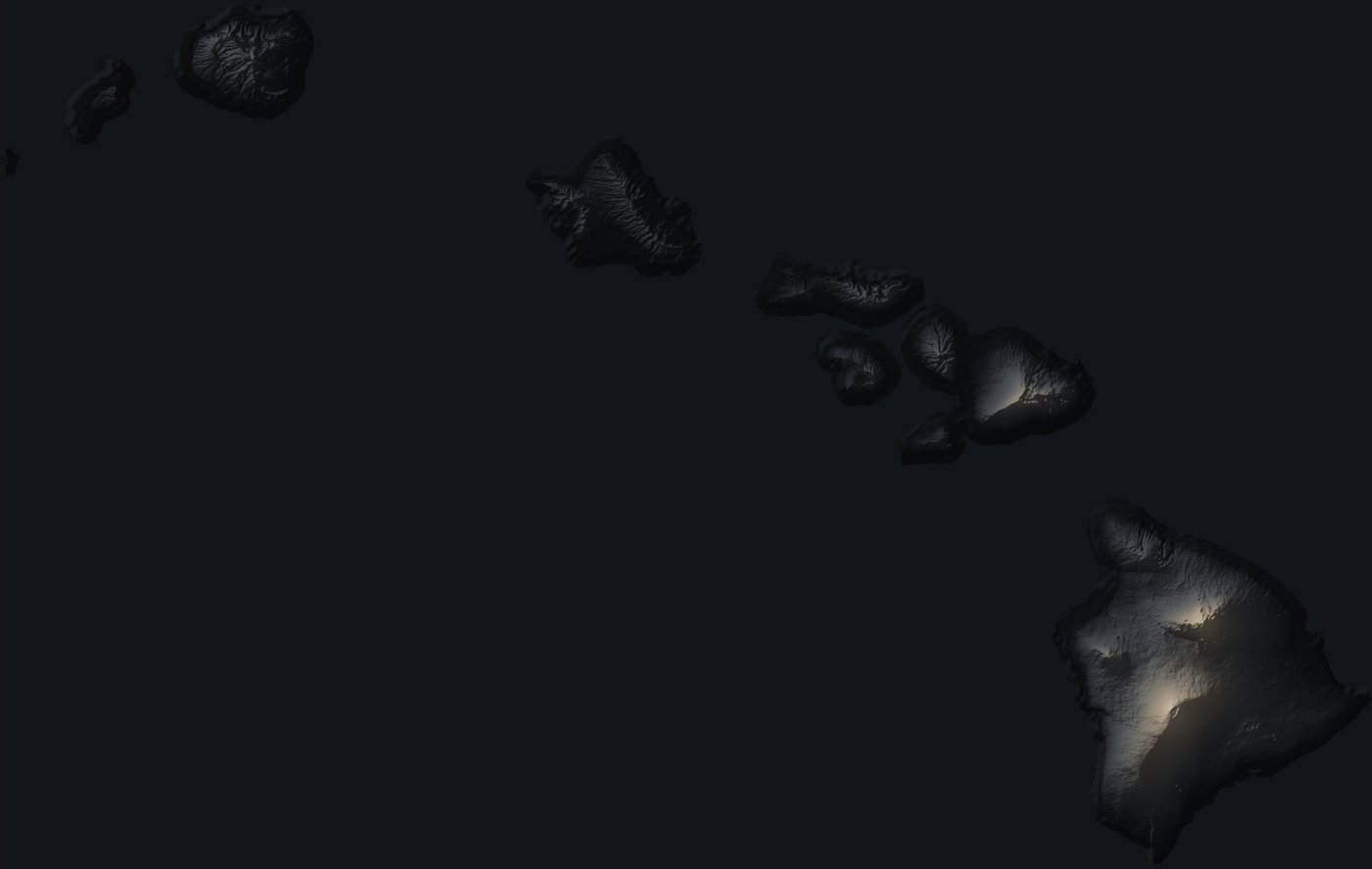 Hawaii shaded relief terrain map