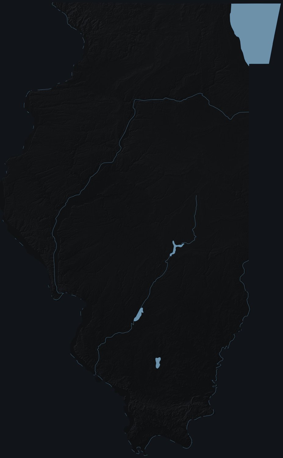 Illinois shaded relief terrain map