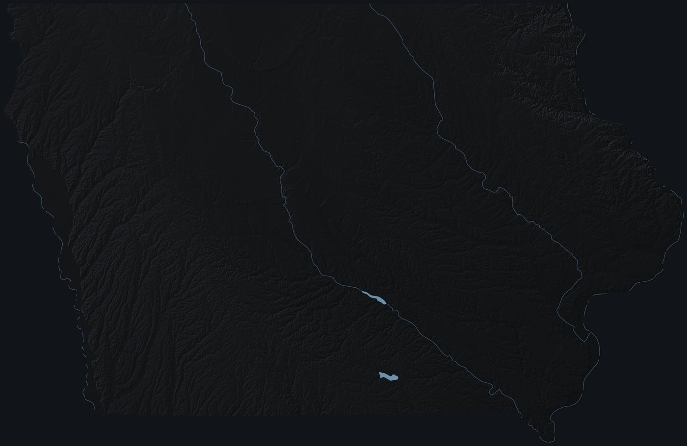 Iowa shaded relief terrain map