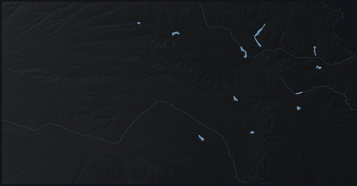 Kansas shaded relief terrain map
