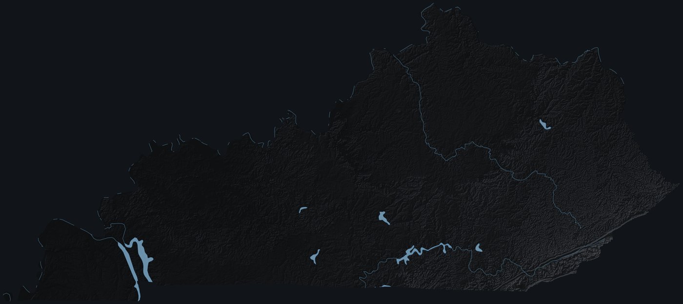 Kentucky shaded relief terrain map