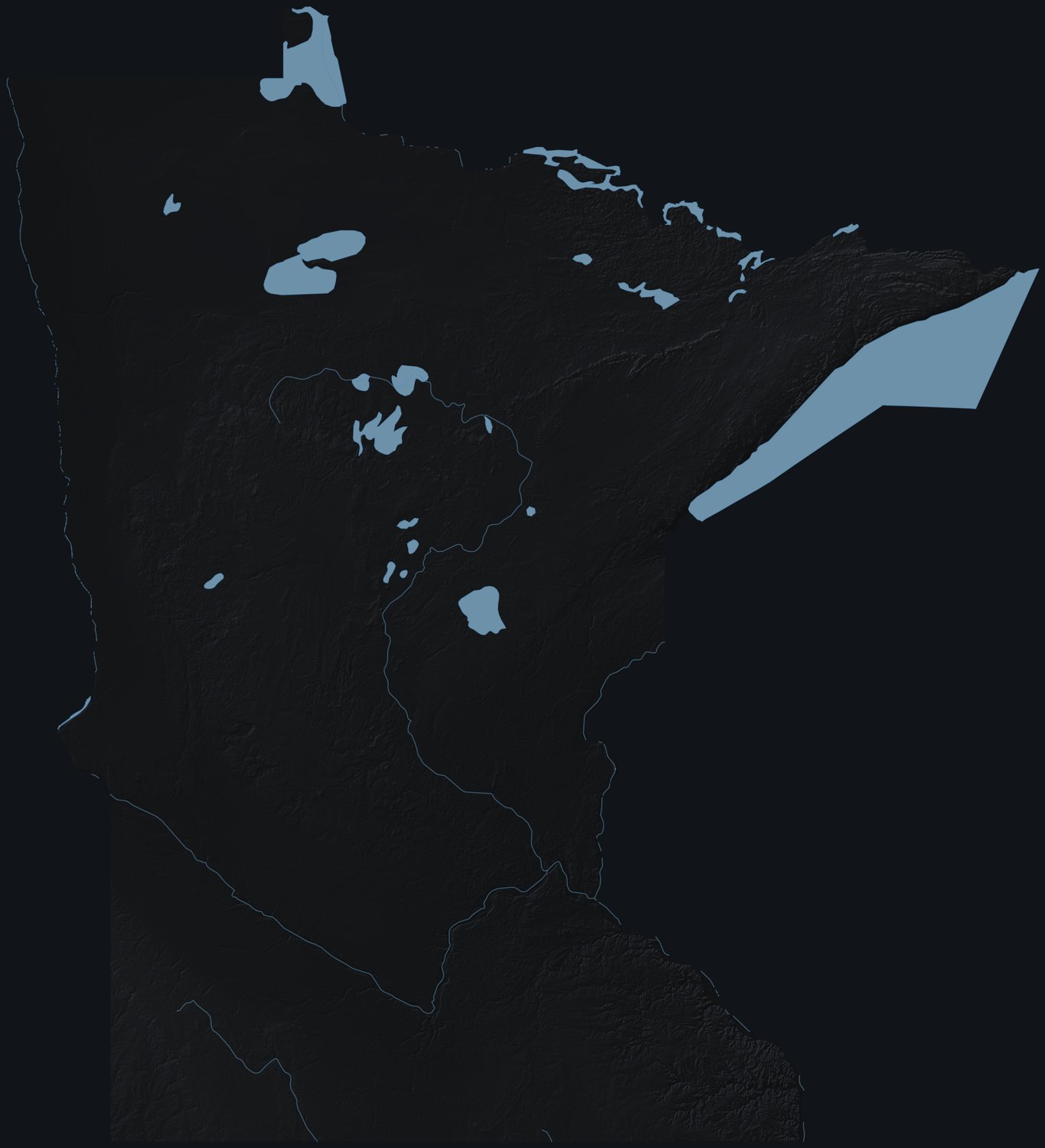 Minnesota shaded relief terrain map