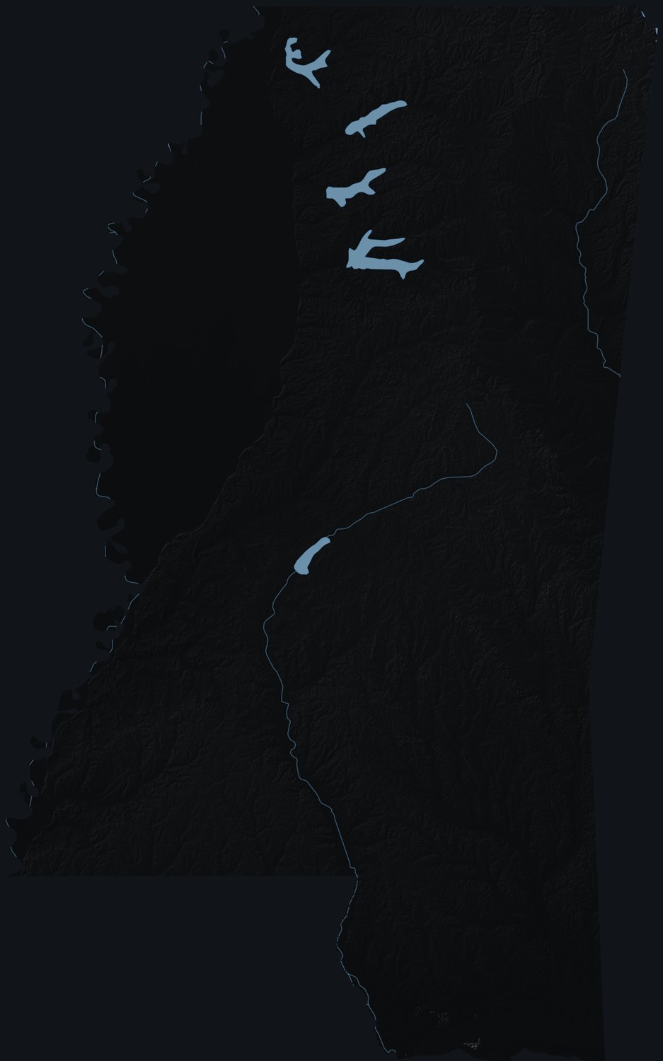 Mississippi shaded relief terrain map