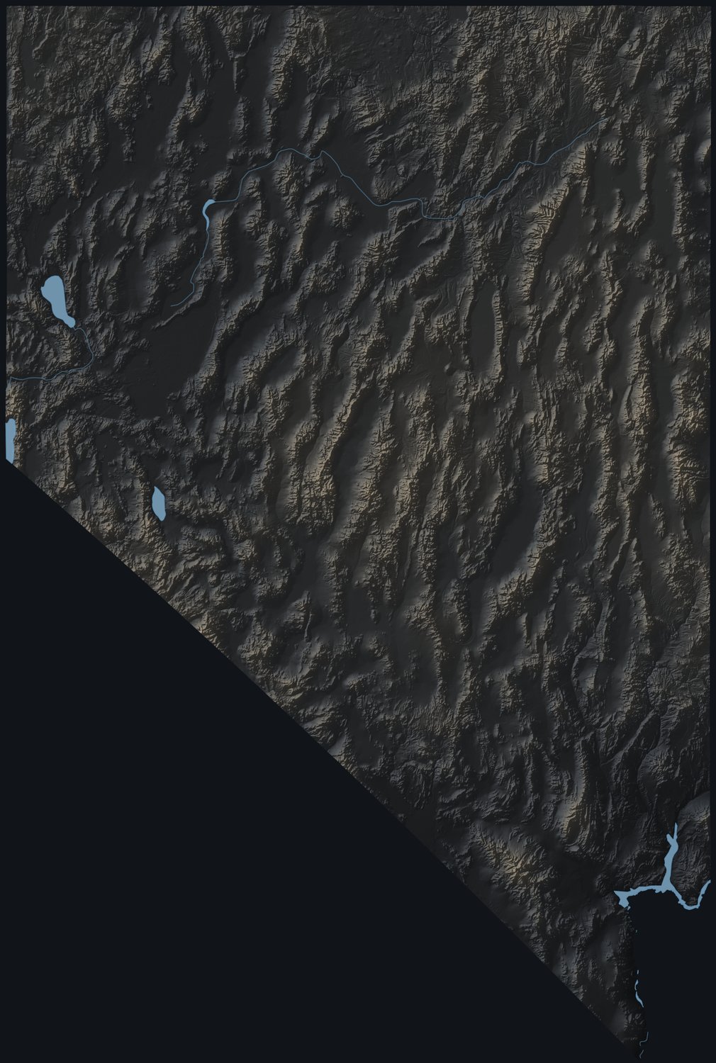 Nevada shaded relief terrain map
