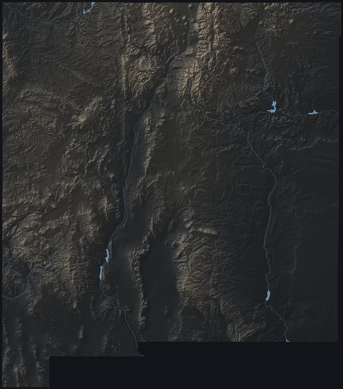 New Mexico shaded relief terrain map