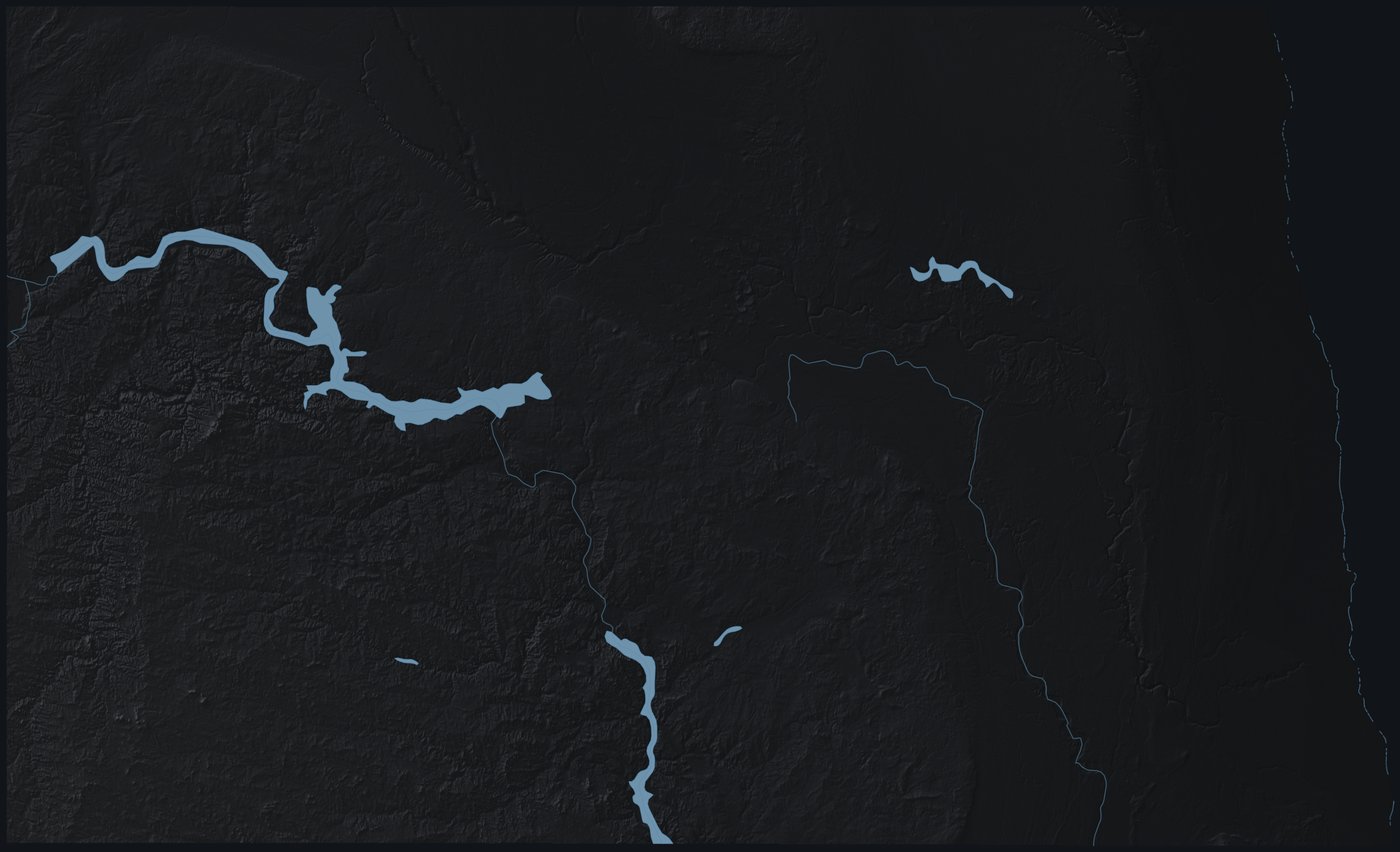 North Dakota shaded relief terrain map