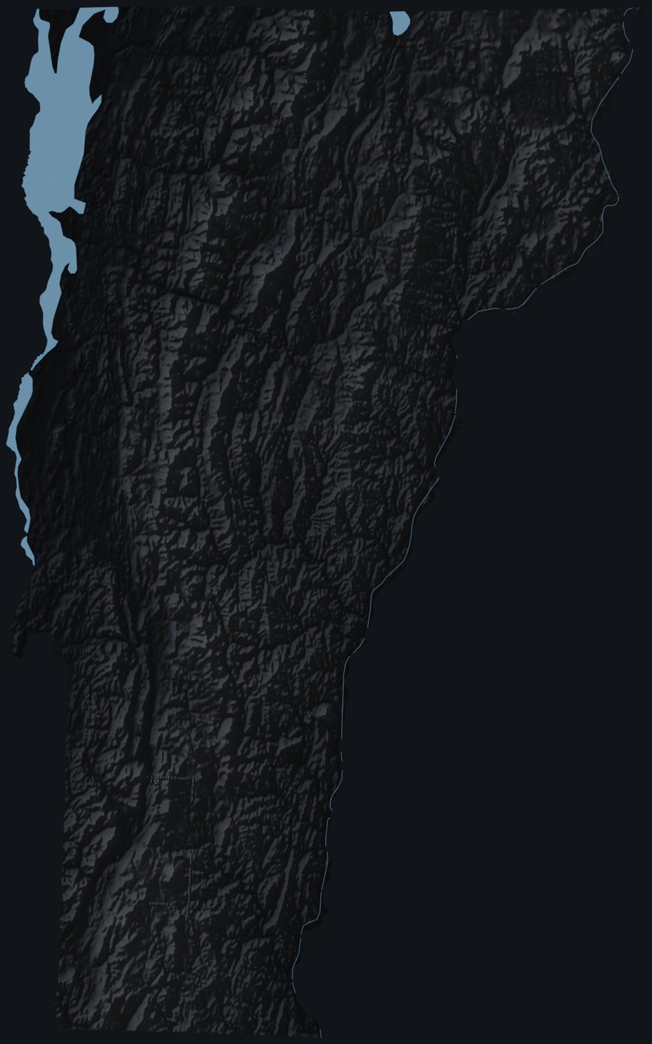 Vermont shaded relief terrain map