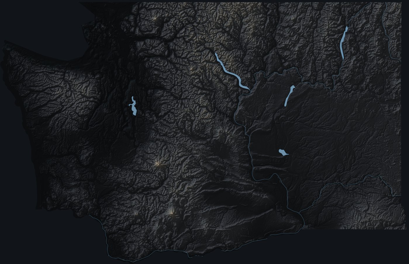 Washington shaded relief terrain map