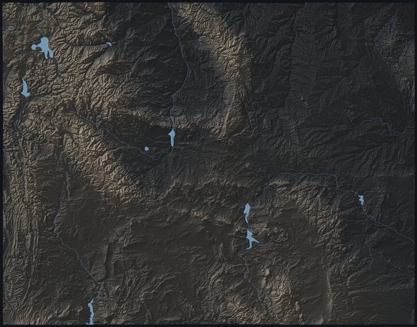 Wyoming shaded relief terrain map